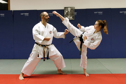 France, Bas-Rhin (67), Strasbourg, La Wantzenau, Budokan 67, section Karaté, entraînement