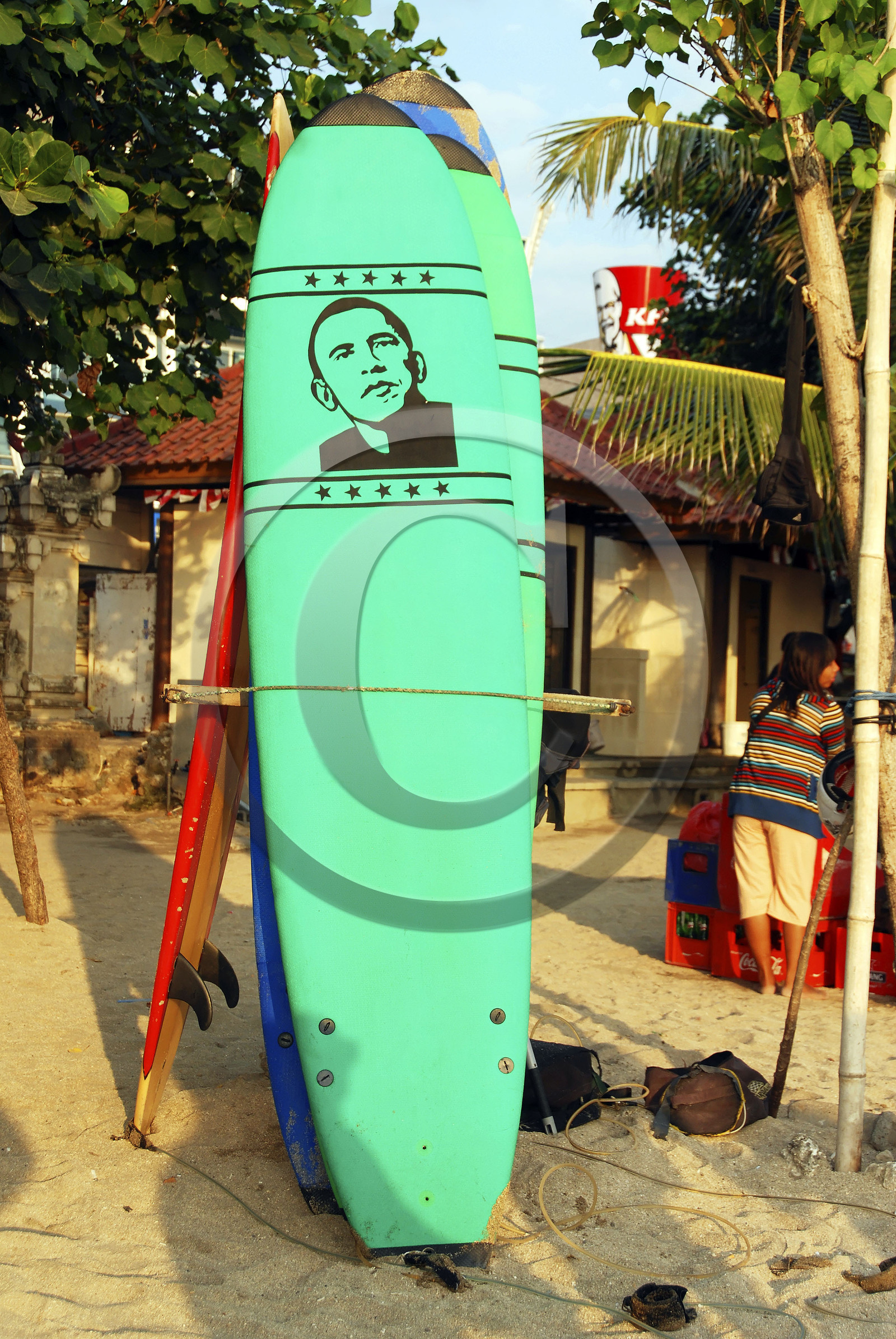Asie, Bali, ile, Indonésie , planche, surf, Obama, vert, plage
